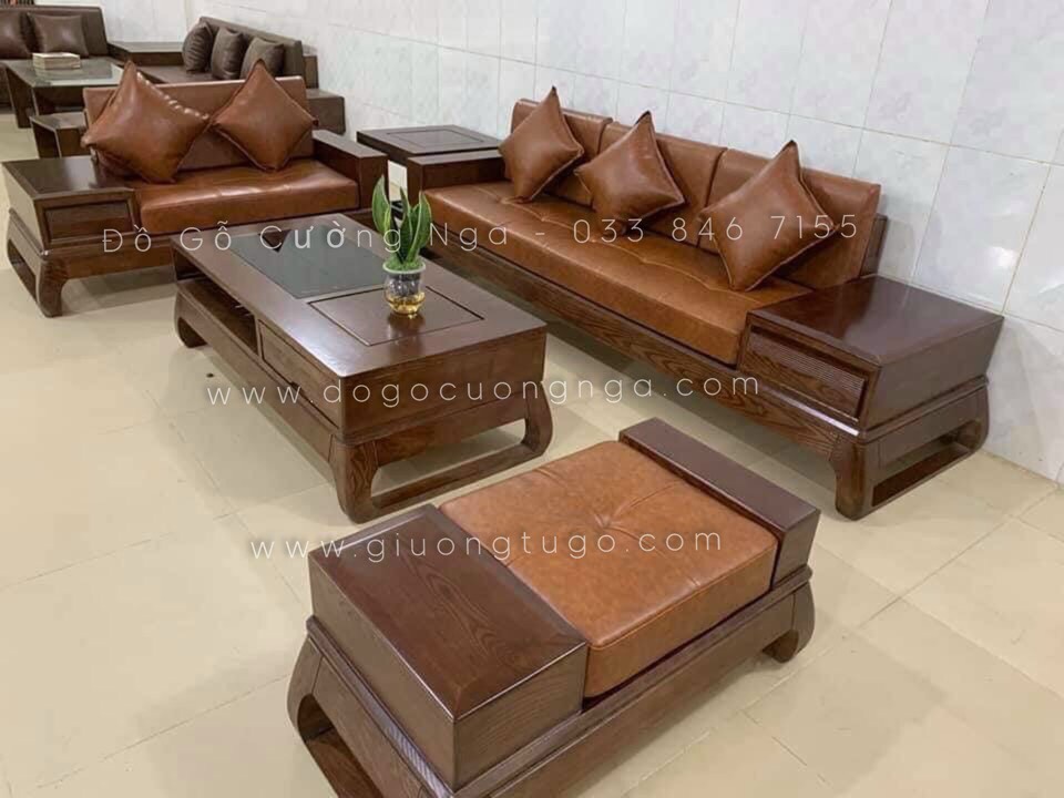 sofa gỗ sồi nga
