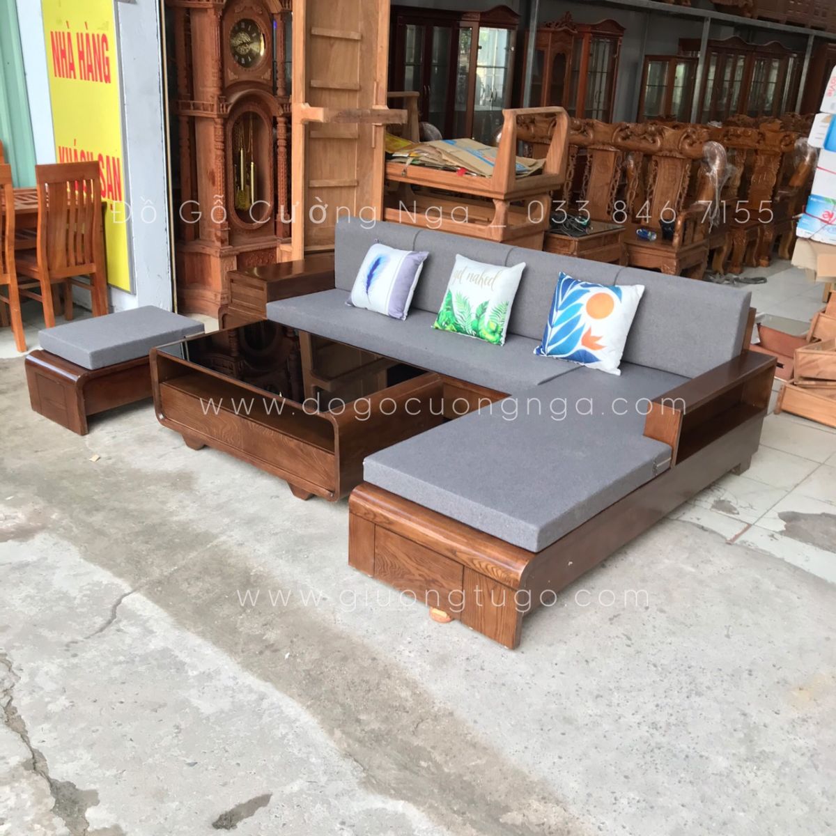 Bộ bàn ghế sofa gỗ Sồi Nga hiện đại