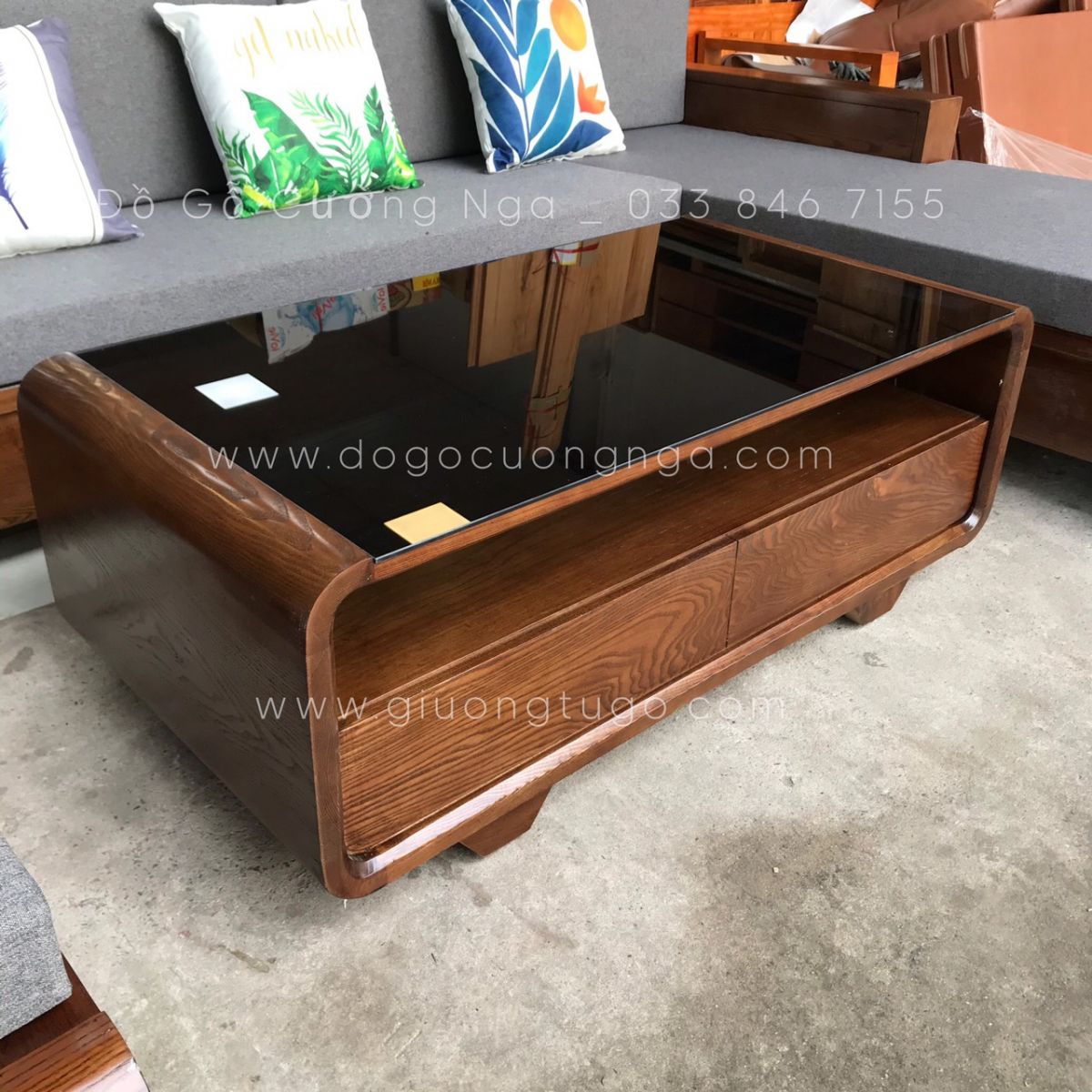 bàn ghế sofa gỗ góc L gỗ sồi nga