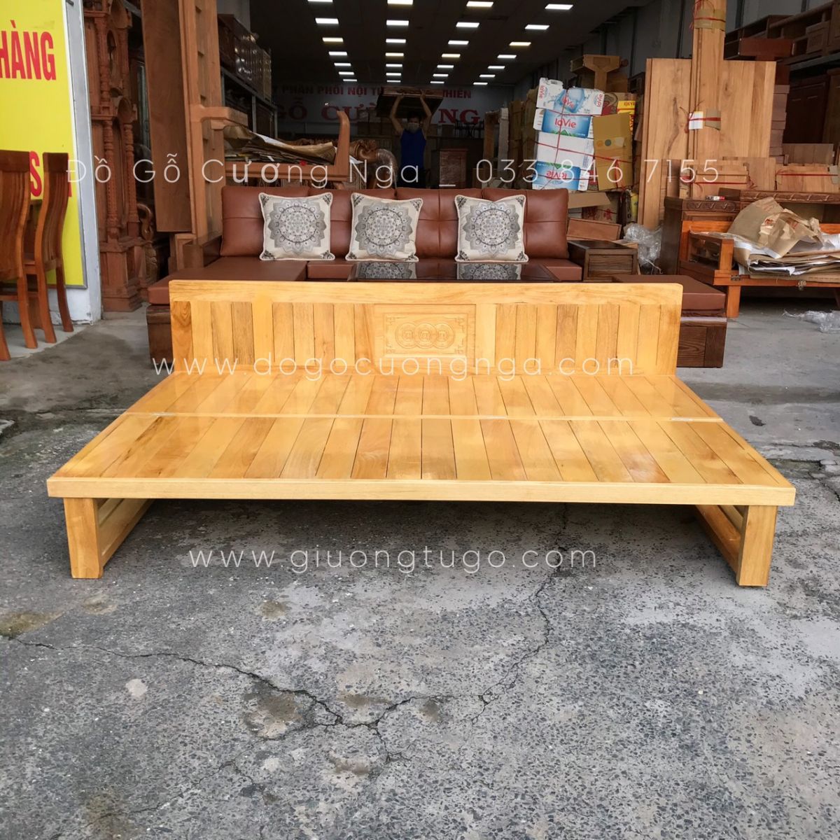 Giường gấp gỗ - sofa giường gấp gỗ sồi 1m6x2m 