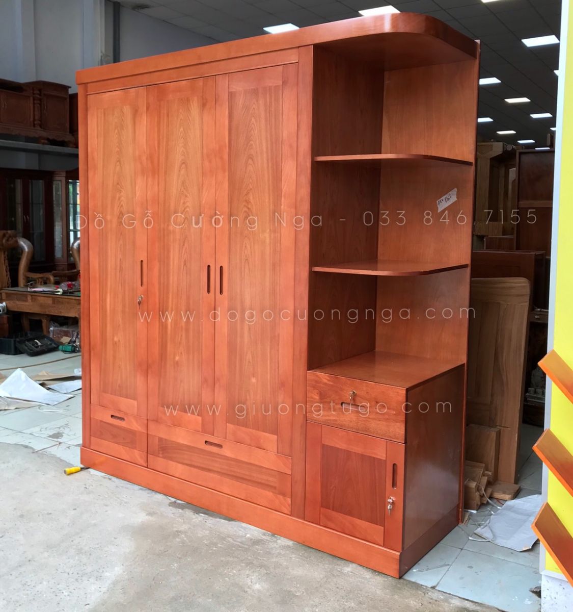 tủ áo gỗ xoan đào 3 cánh 