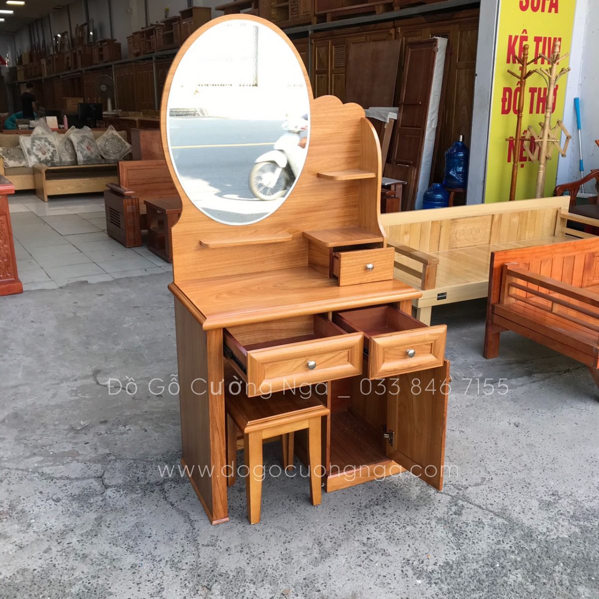 bàn trang điểm gỗ gõ đỏ 