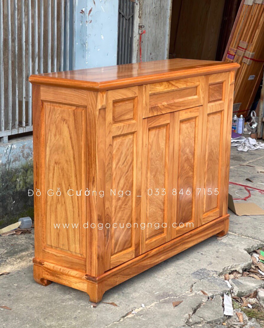 tủ giày dép gỗ gõ đỏ 1m2