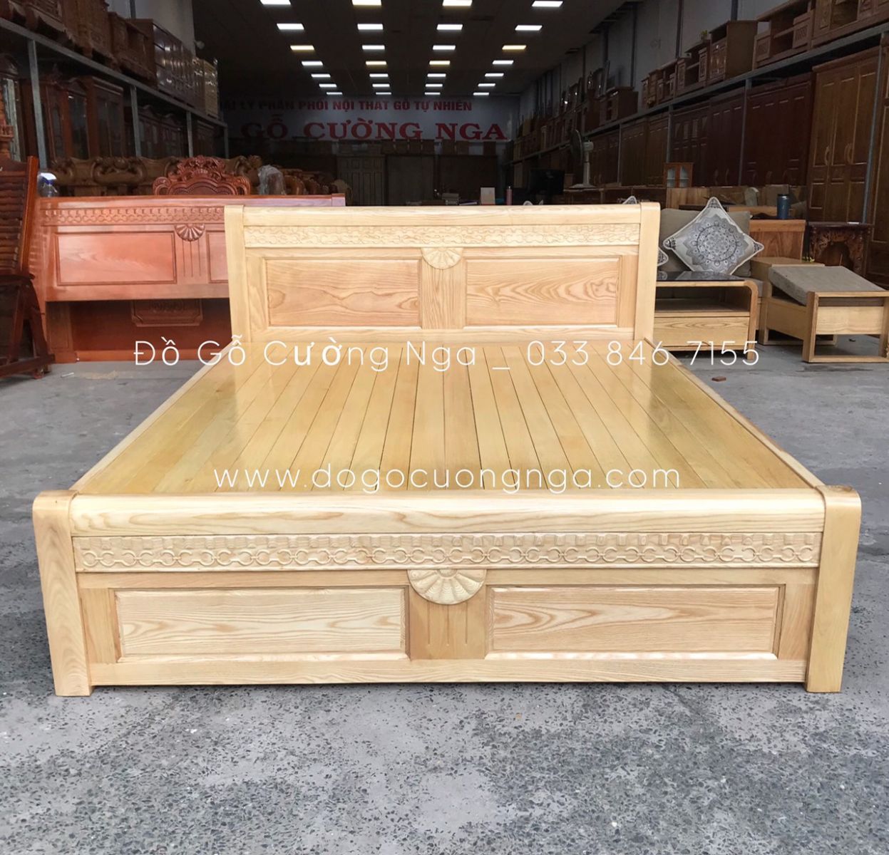 giường gỗ sồi nga