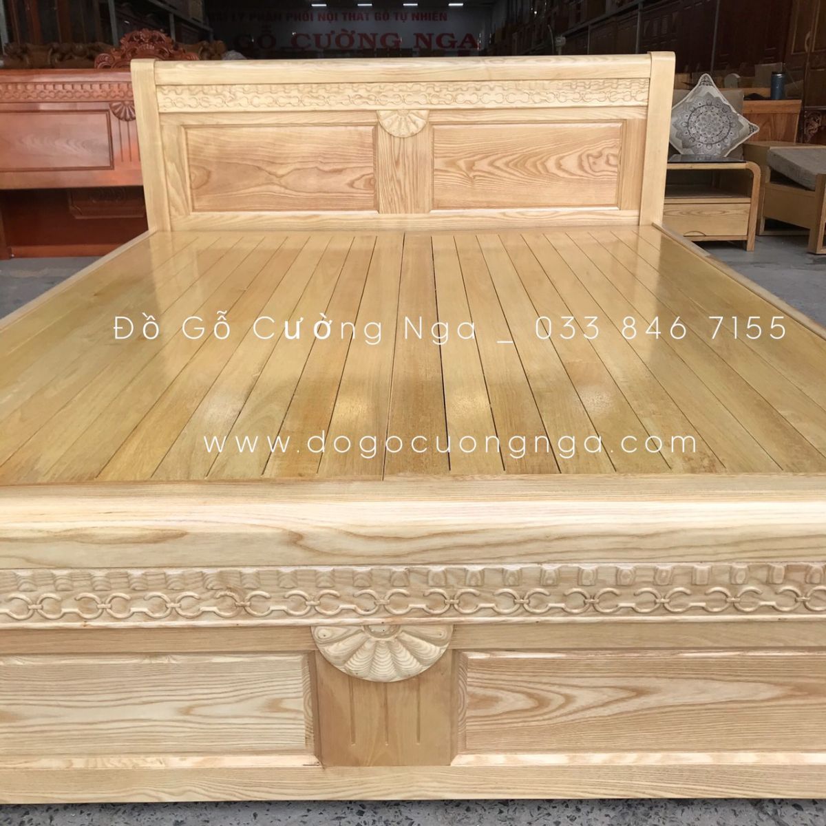 giường gỗ sồi nga