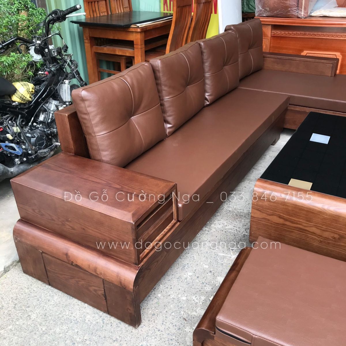 Bộ bàn ghế sofa gỗ sồi hiện đại
