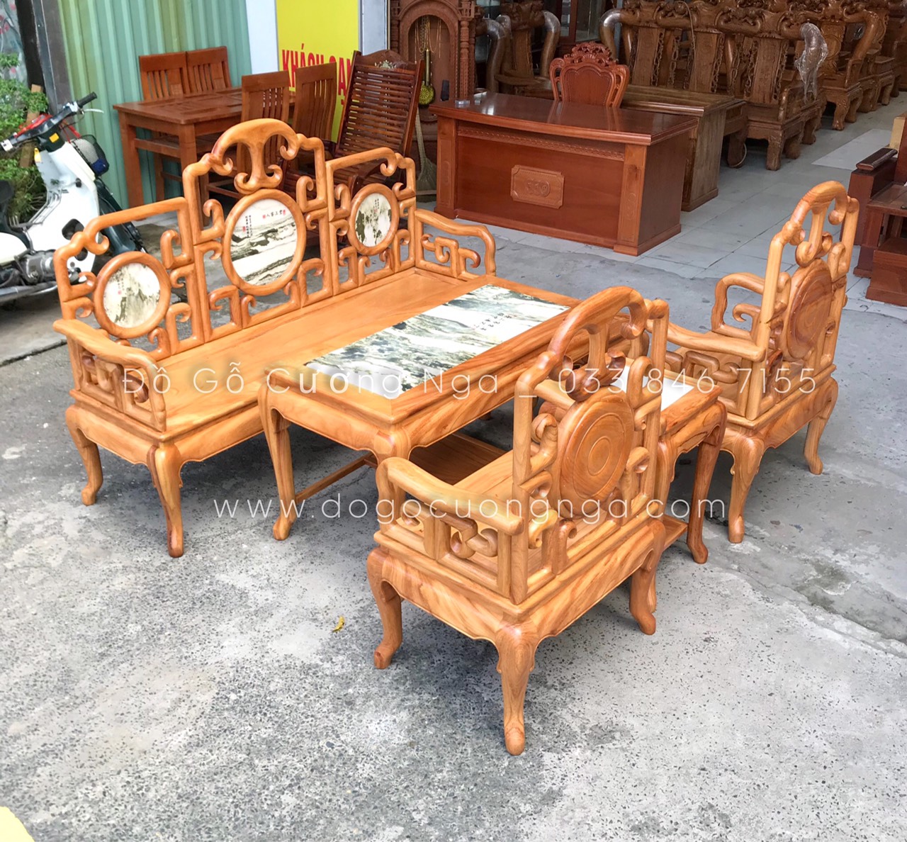 salon móc gỗ gõ đỏ