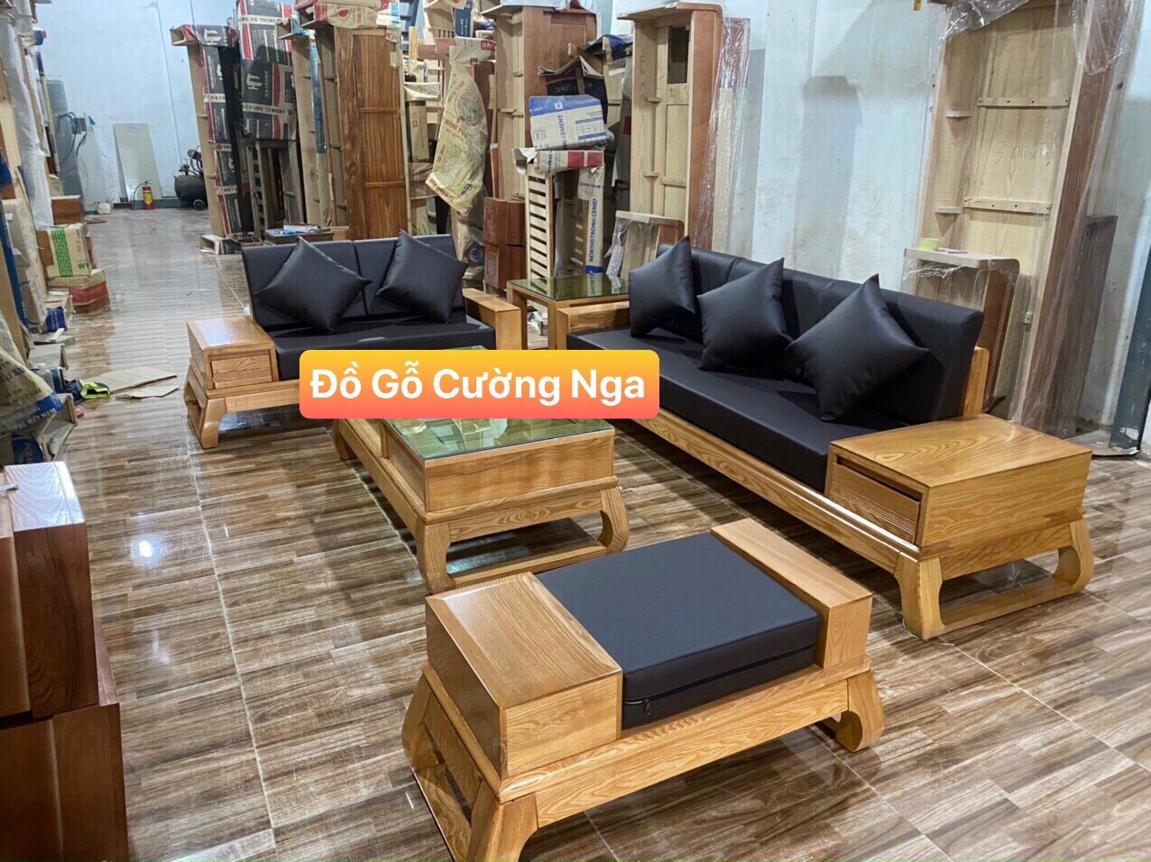 sofa gỗ sồi nga