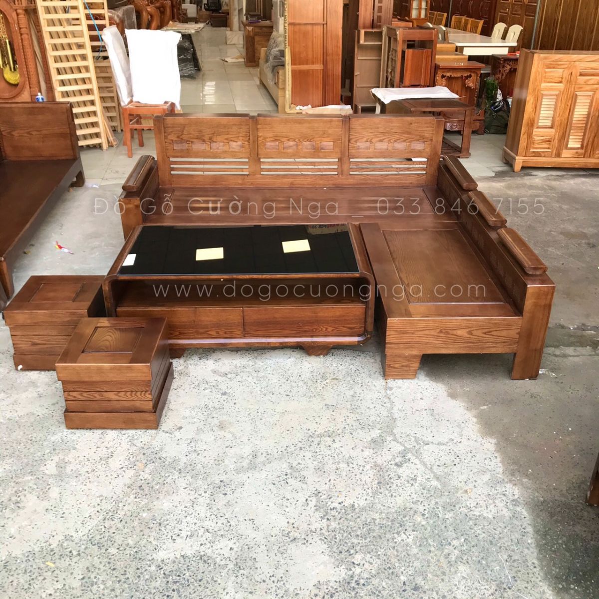 bàn ghế sofa gỗ sồi