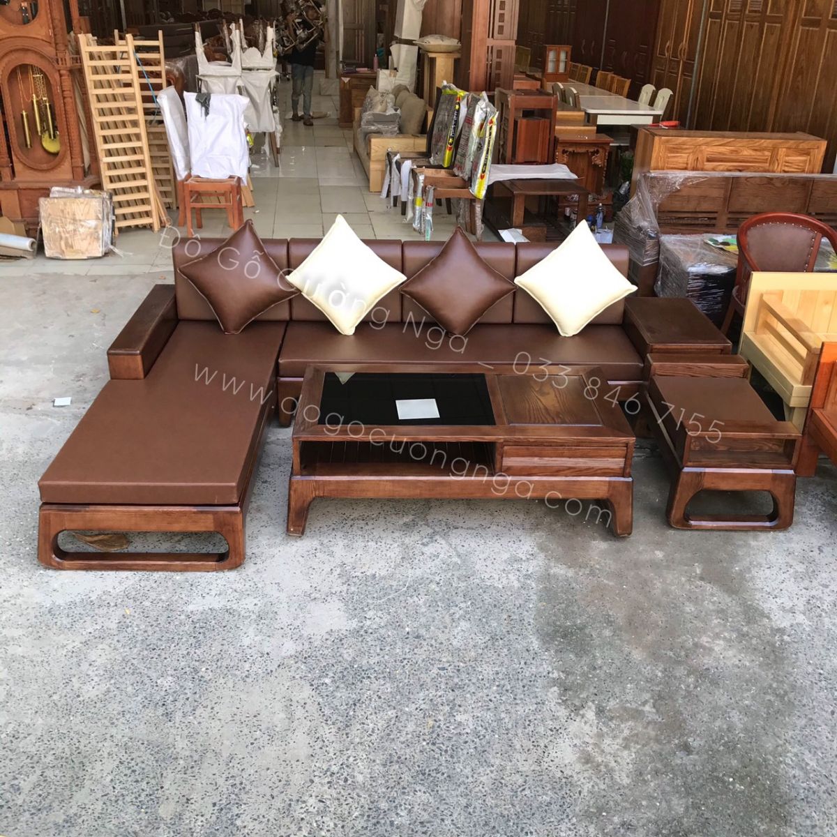 Sofa gỗ Sồi Nga đẹp