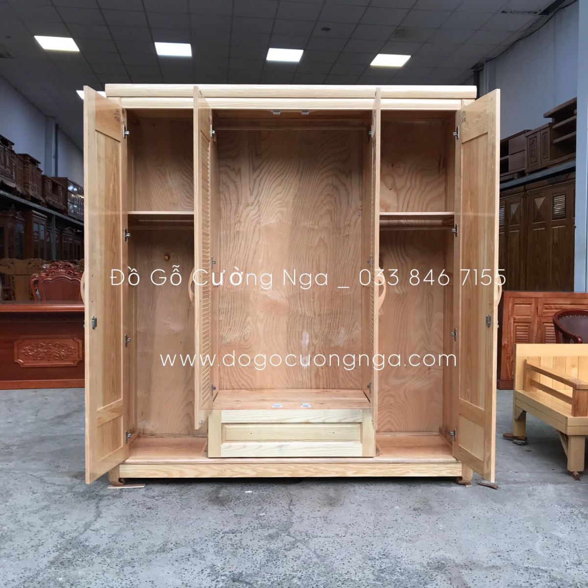 tủ áo gỗ sồi nga 4 cánh 