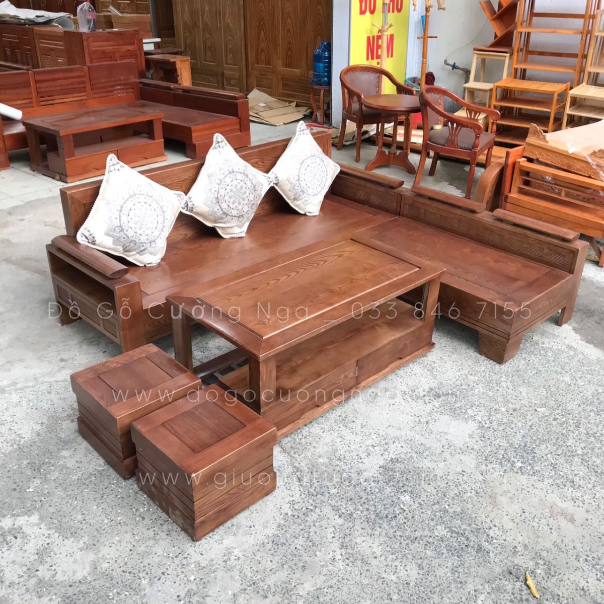 bàn ghế sofa gỗ sồi