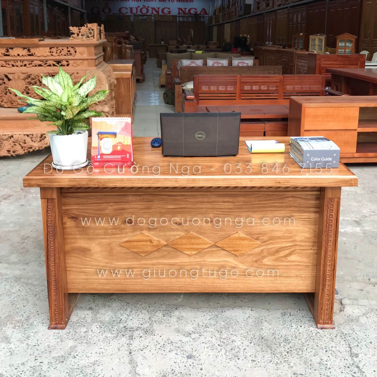 Bàn Làm Việc Gỗ Hương Xám