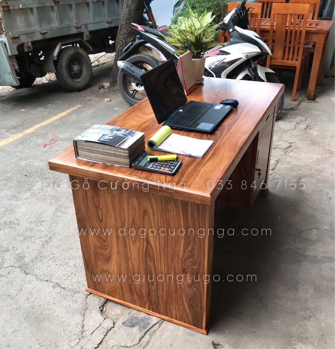 Bàn Làm Việc Gỗ Hương Xám