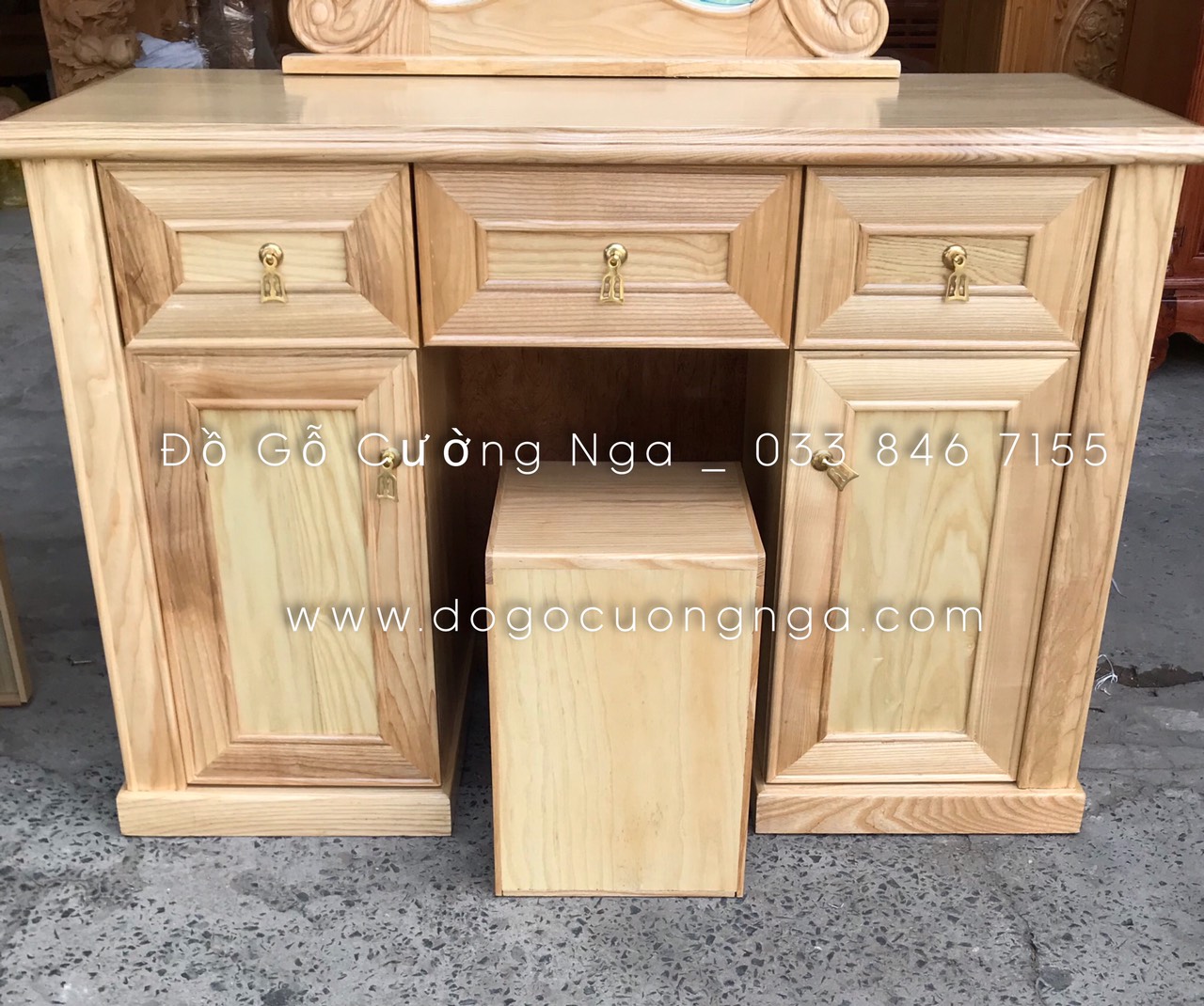 Bàn trang điểm gỗ sồi 1m mẫu hiện đại 