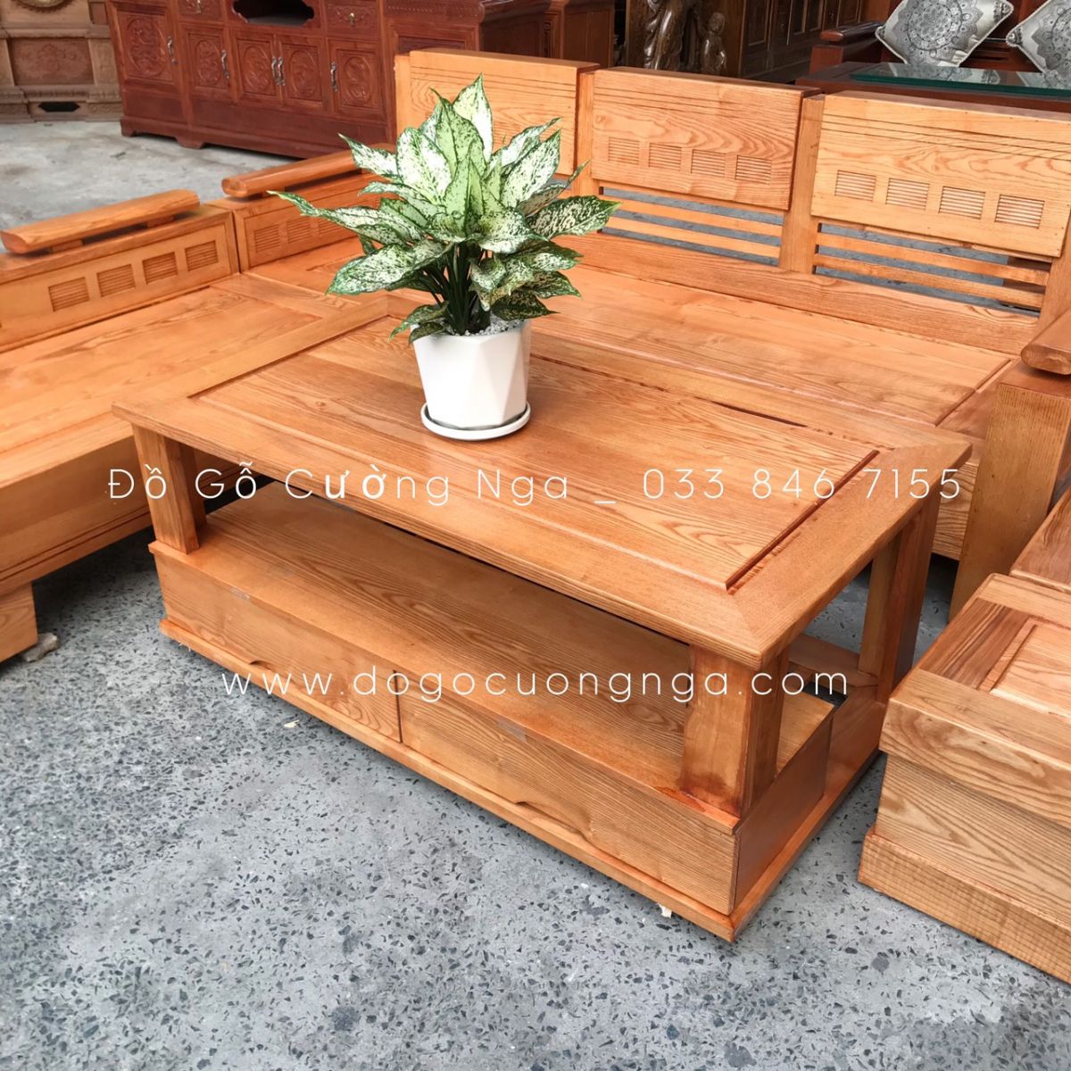 Sofa gỗ sồi nga - lau màu gõ tinh tế