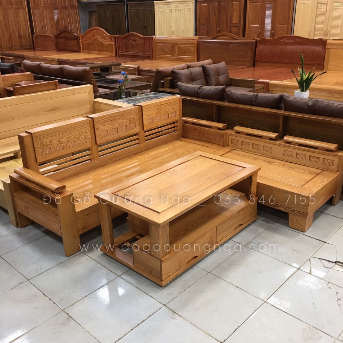 sofa gỗ sồi nga