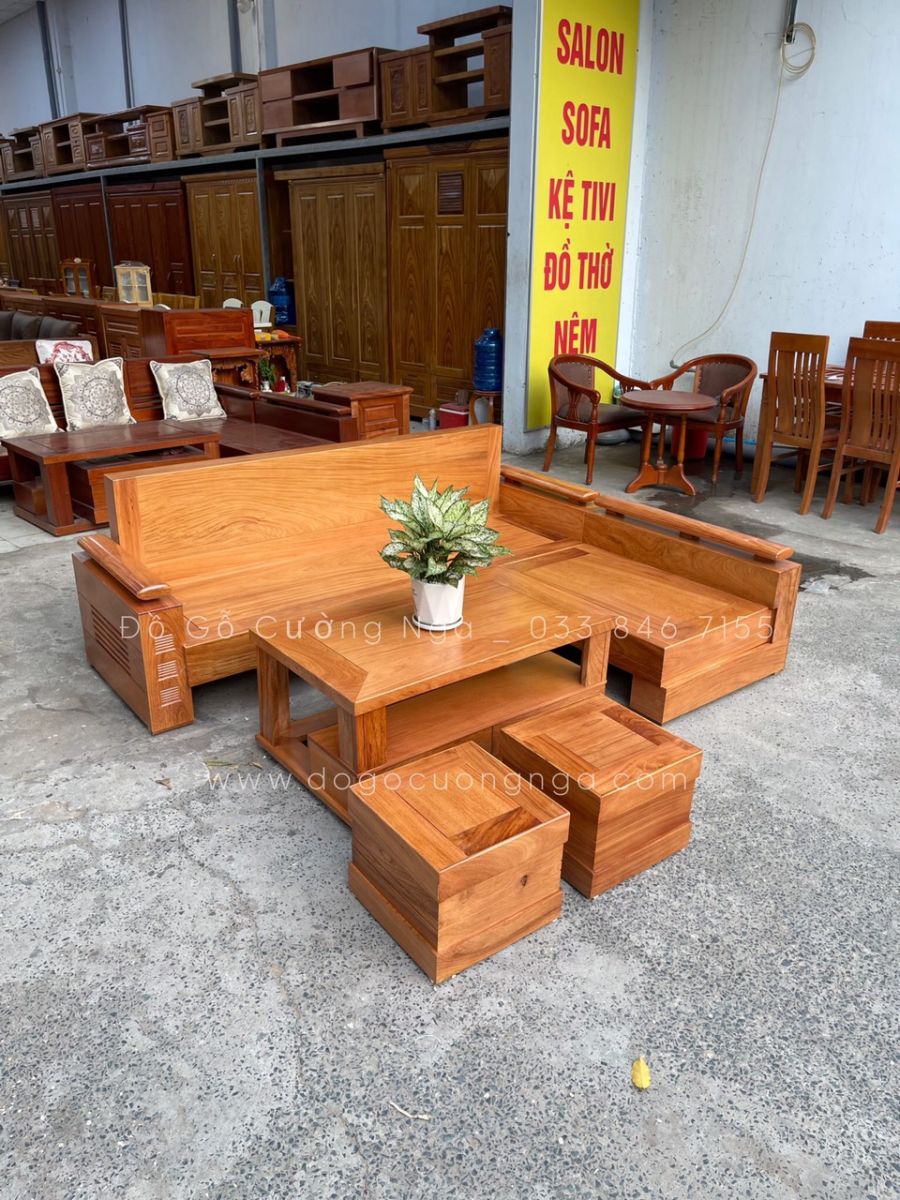 sofa gỗ gõ đỏ hiện đại