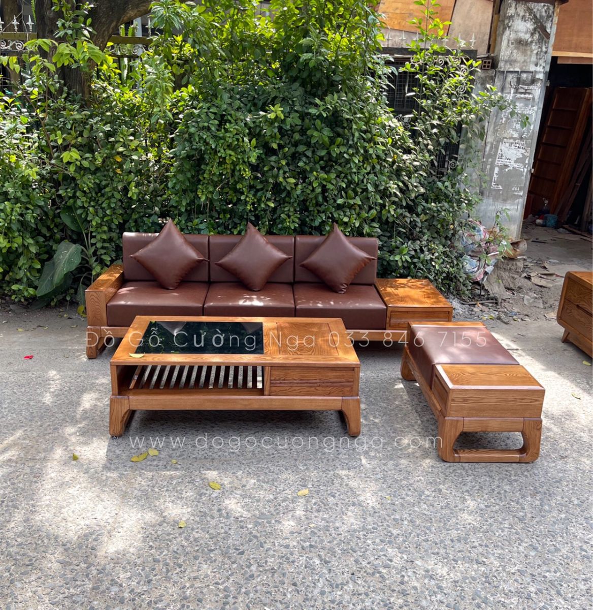 Bộ bàn ghế sofa gỗ Sồi Nga hiện đại