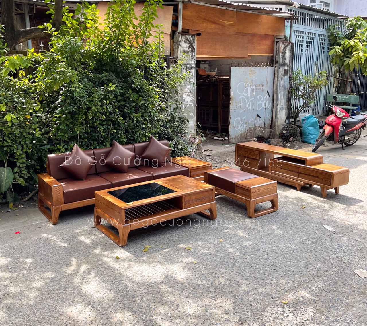 Bộ bàn ghế sofa gỗ Sồi Nga hiện đại