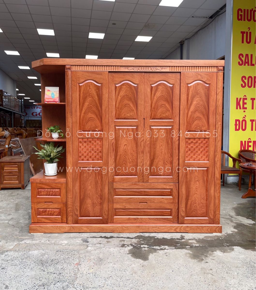 Tủ quần áo gỗ Hương Đá 4 cánh - 2m