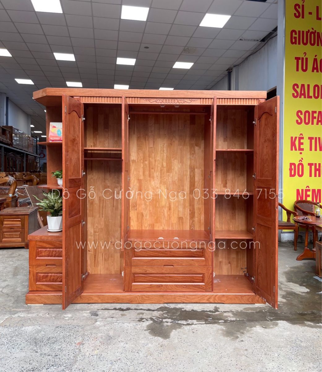Tủ quần áo gỗ Hương Đá 4 cánh - 2m
