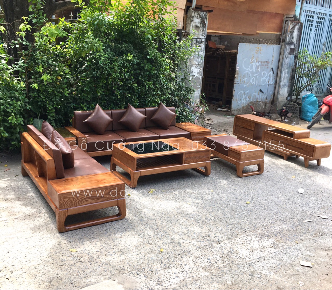 sofa gỗ sồi hiện đại