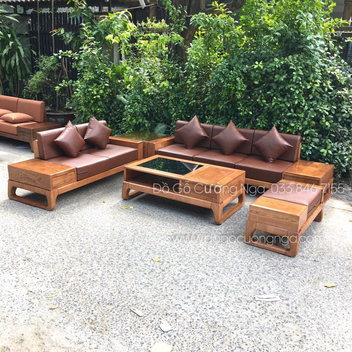 sofa gỗ sồi hiện đại