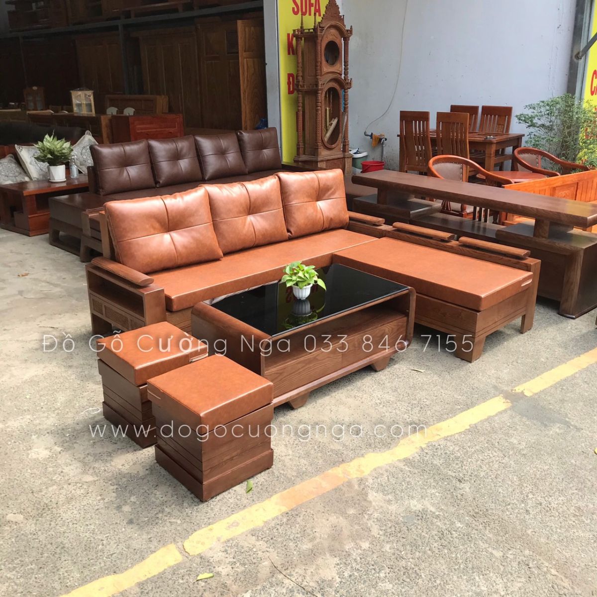 sofa gỗ sồi hiện đại 