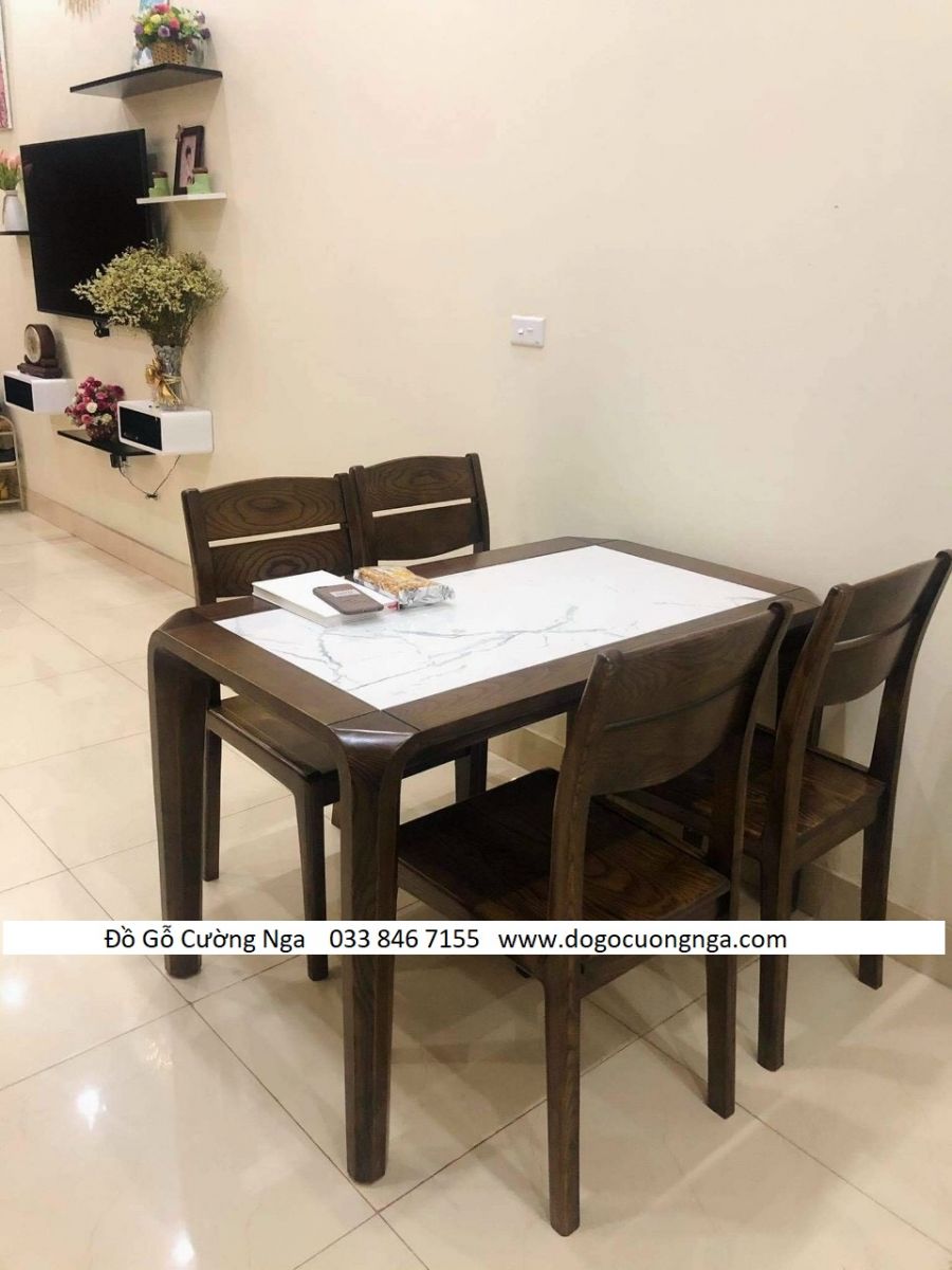 bàn ăn gỗ sồi 4 ghế