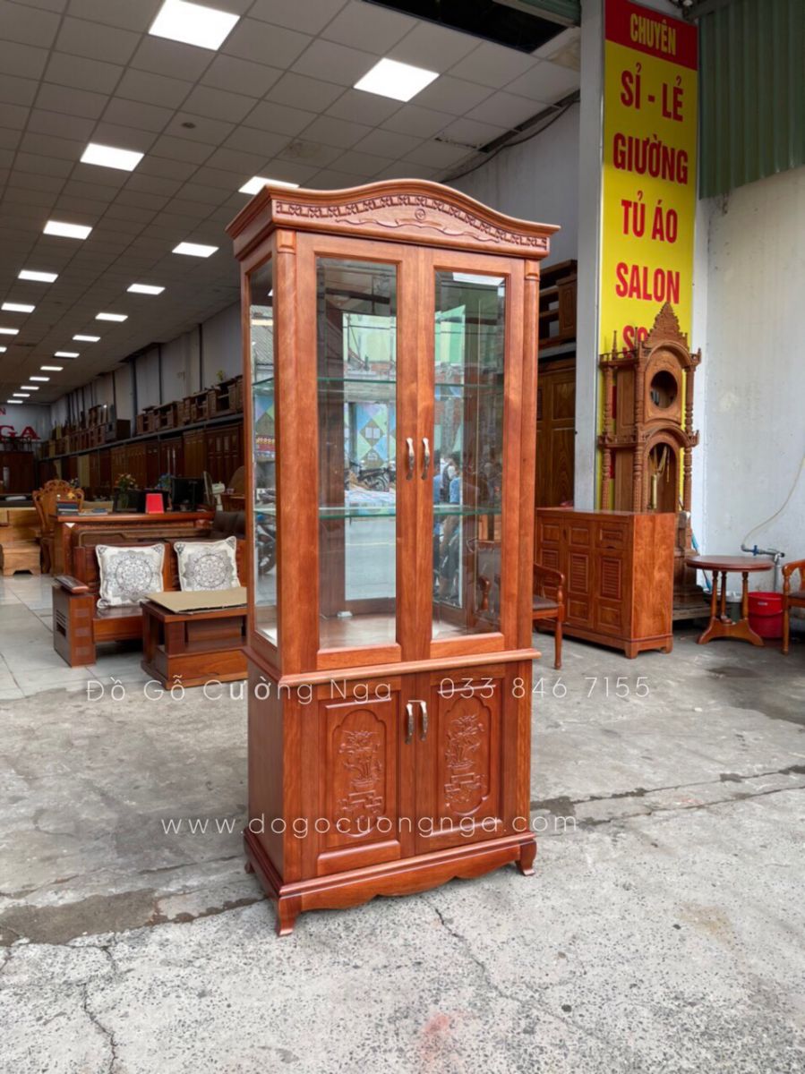 tủ rượu vuông 80 gỗ xoan đào