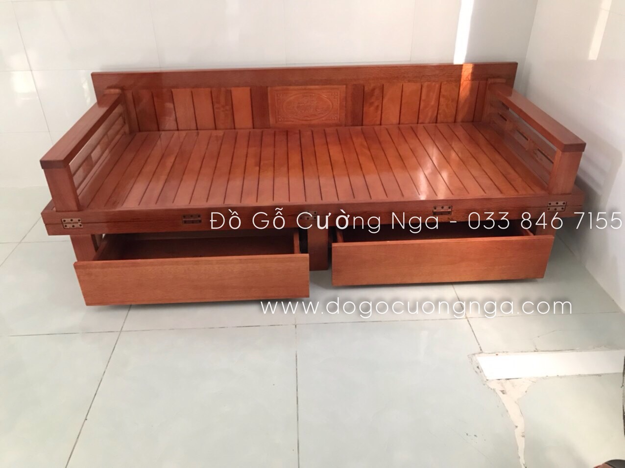 giường gấp ngăn kéo gỗ sồi