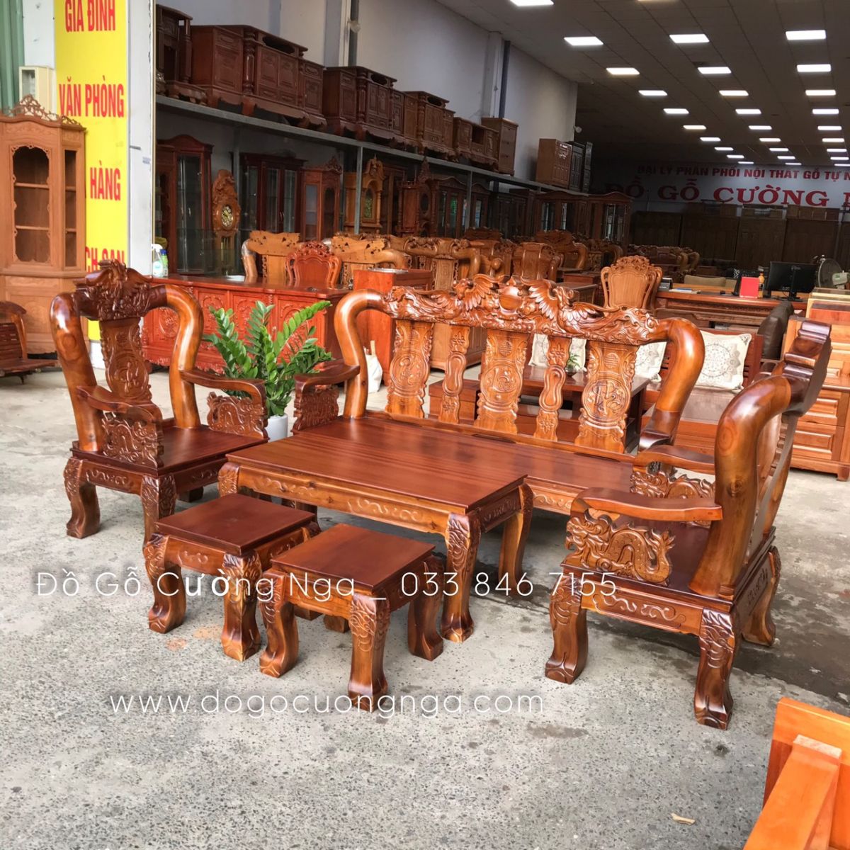 bộ salon gỗ tràm tay 12