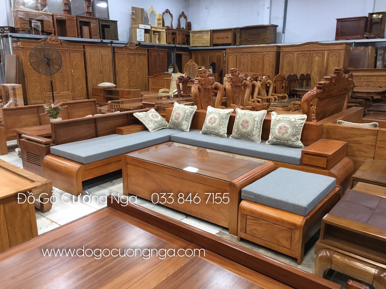 bàn ghế sofa gỗ gõ đỏ