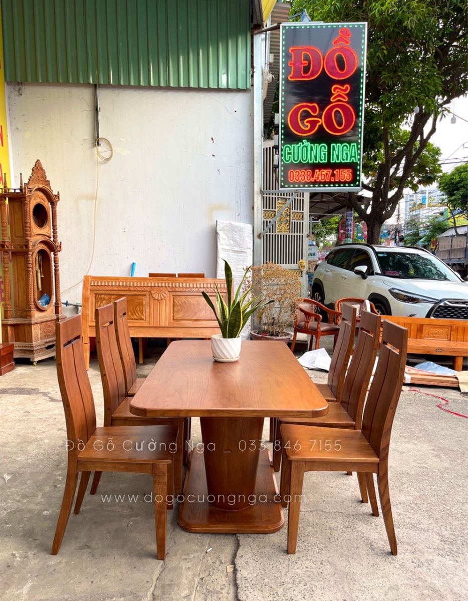 bàn ăn gỗ sồi 6 ghế