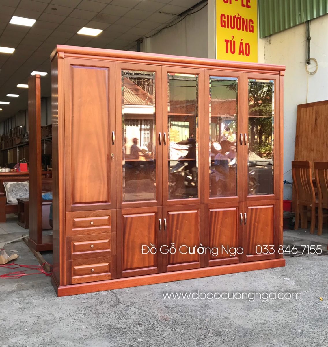 tủ đựng hồ sơ gỗ xoan đào 5 cánh 