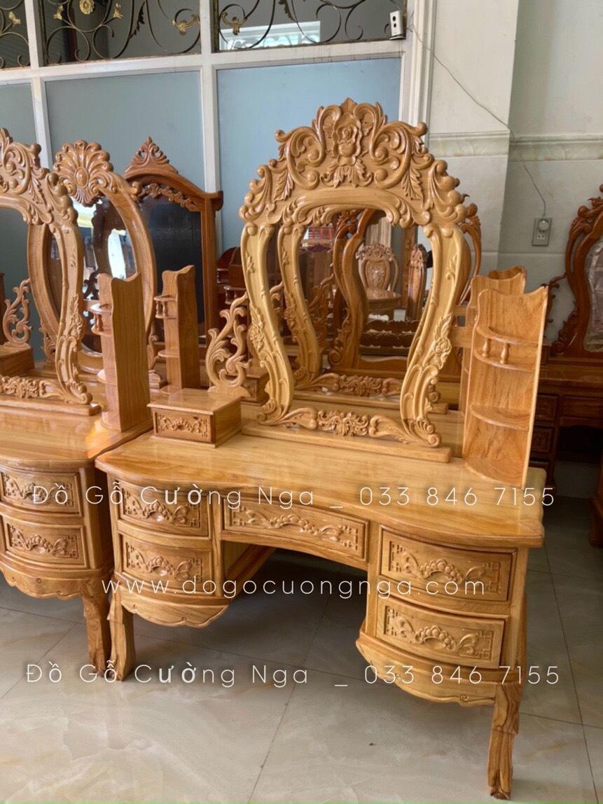 bàn trang điểm gỗ gõ đỏ 