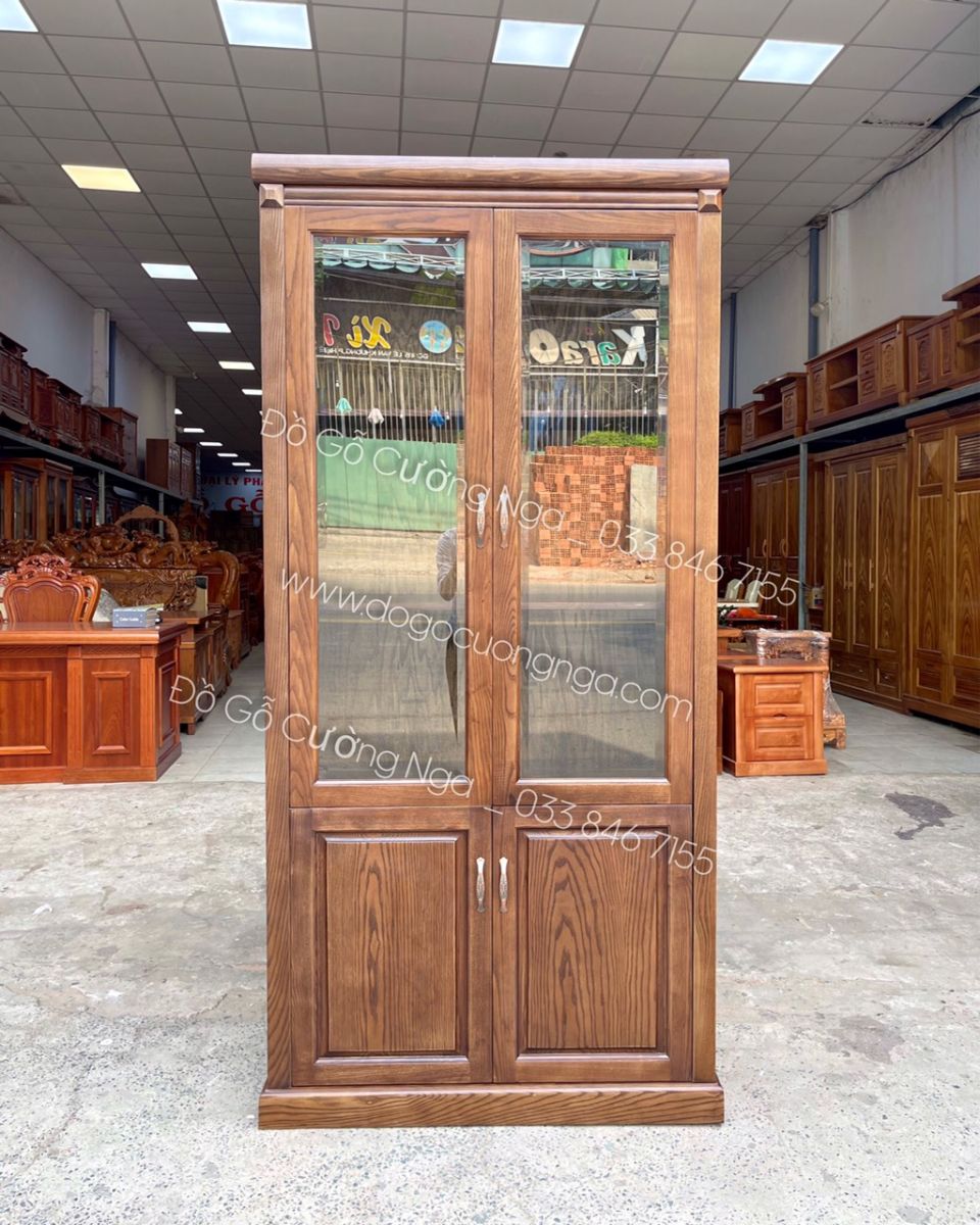 tủ sách gỗ sồi nga 1m