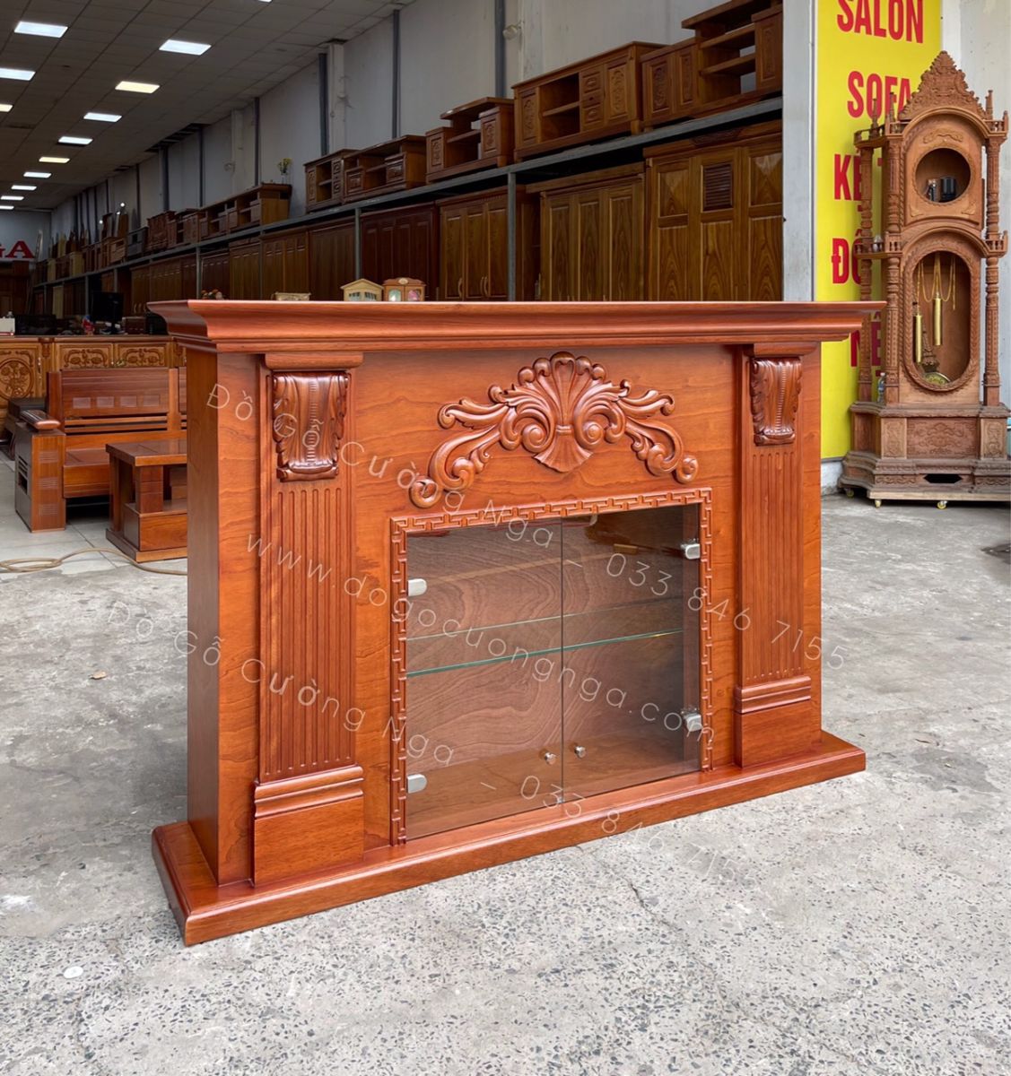 lò sưởi gỗ xoan đào