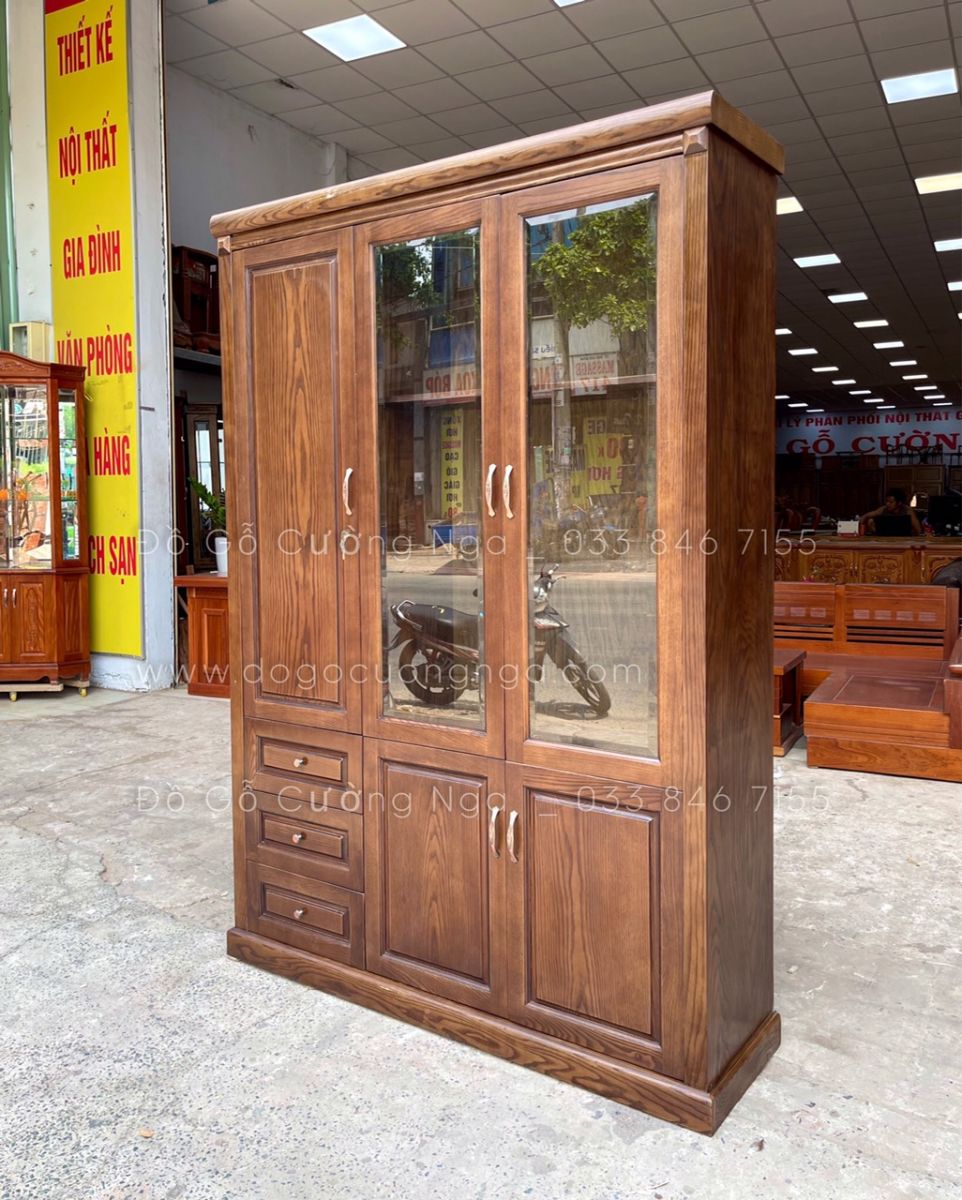 tủ sách gỗ sồi nga 1m4