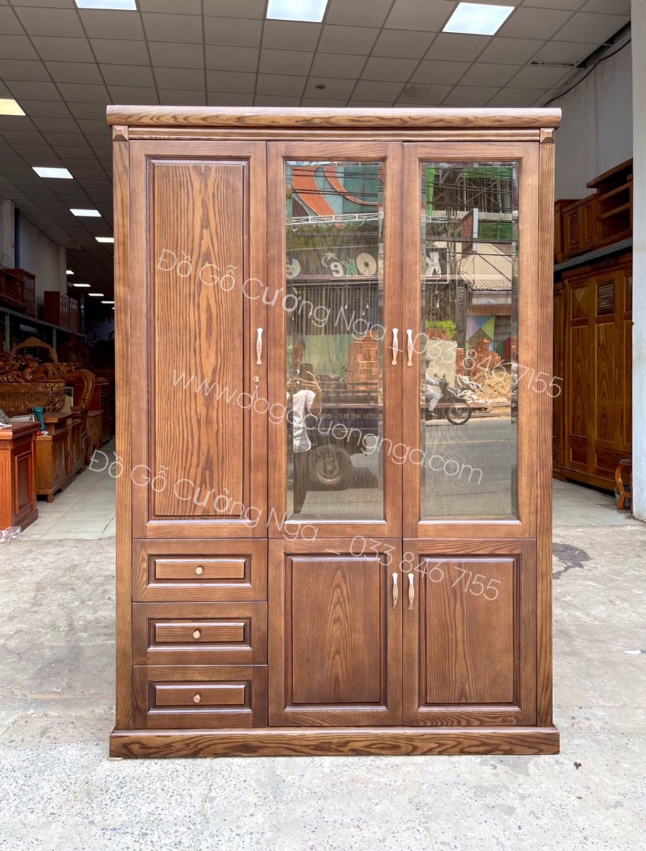 tủ sách gỗ sồi nga 1m4