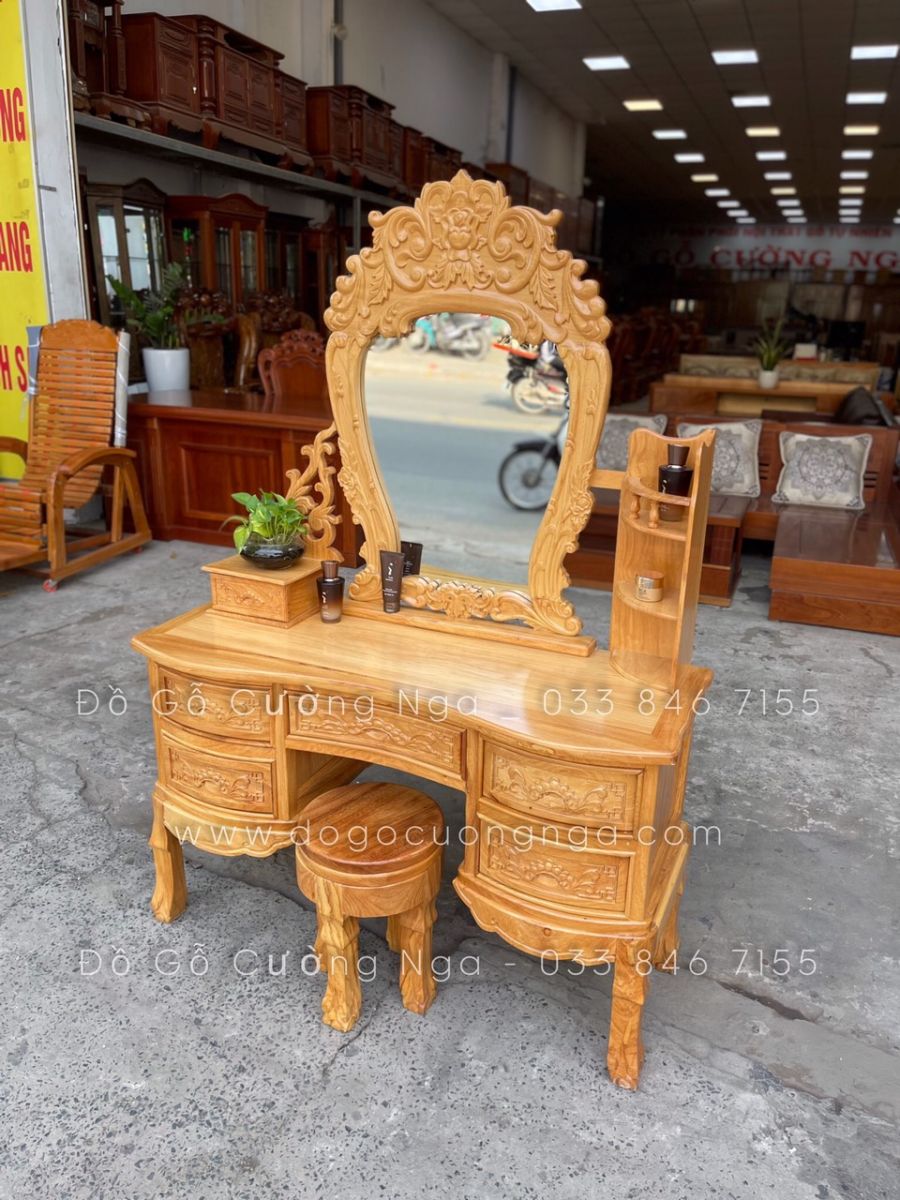 bàn trng điểm gỗ gõ đỏ 