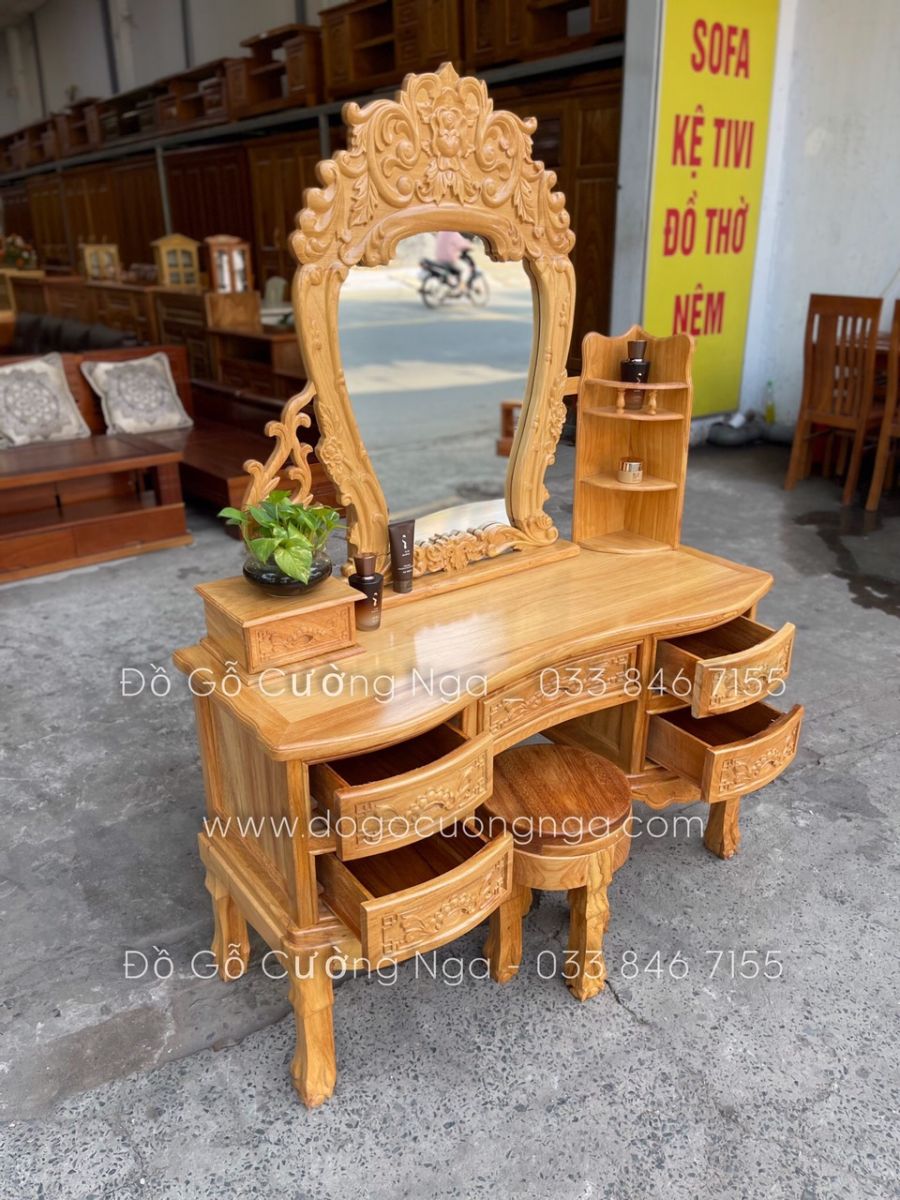 bàn trang điểm gỗ gõ đỏ 1m2 