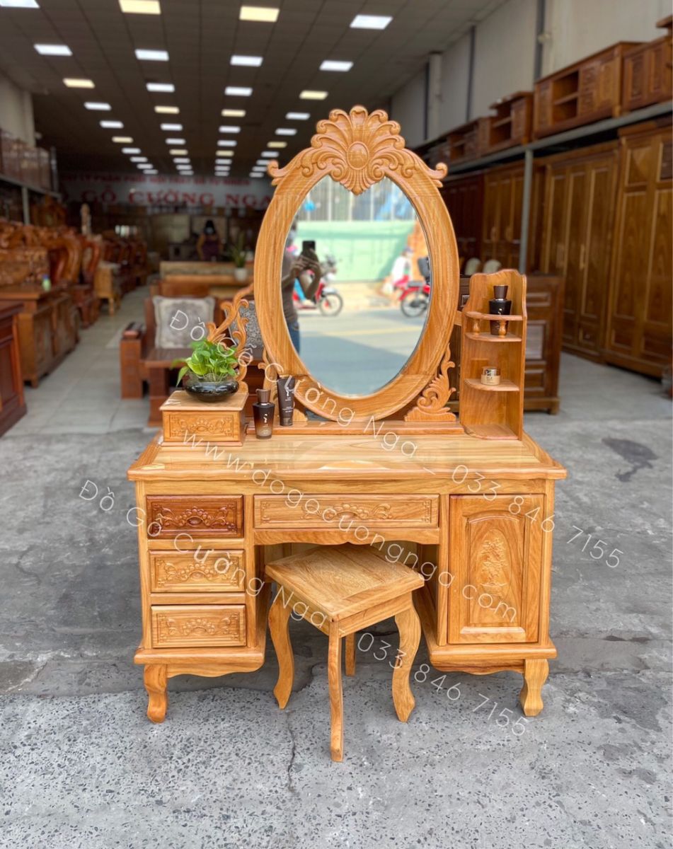 bàn trang điểm gỗ gõ đỏ 
