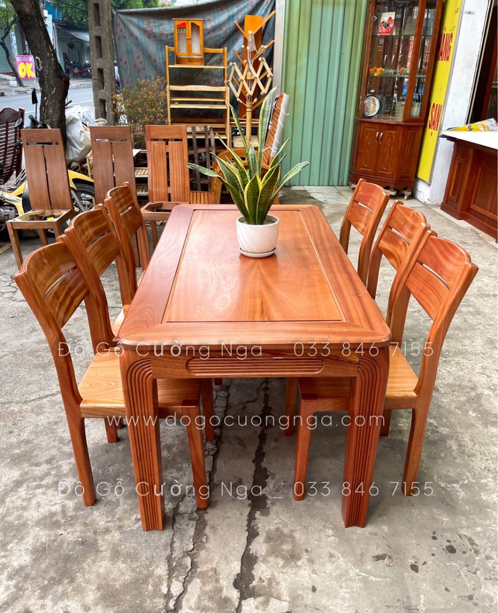 bàn ghế ăn gỗ xoan đào 6 ghế