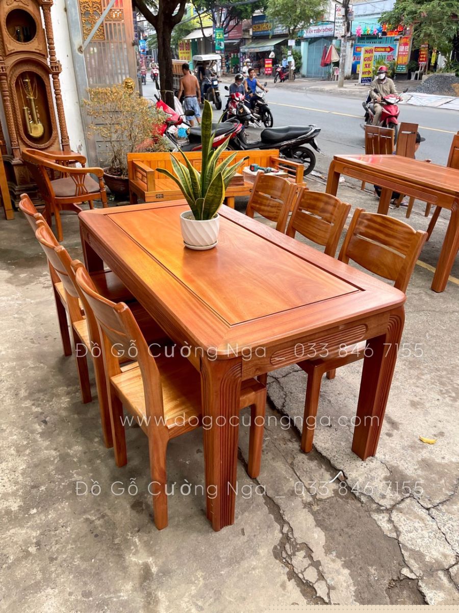 bàn ăn gỗ xoan đào 6 ghế