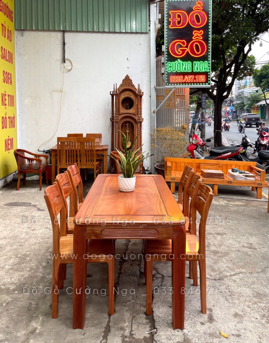 bàn ăn gỗ xoan đào 6 ghế
