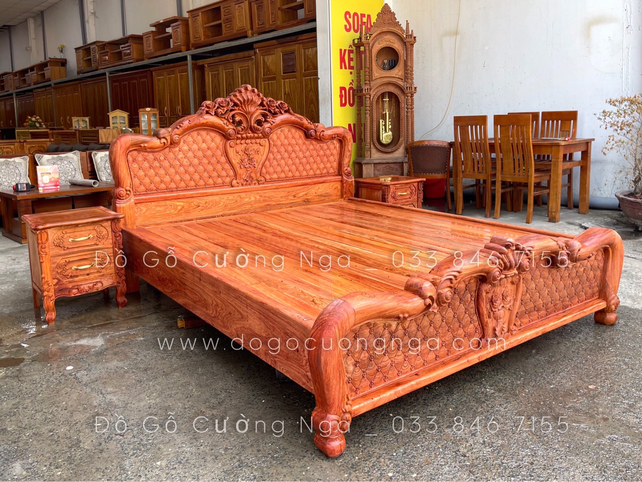 giường gỗ hương đá cao cấp 