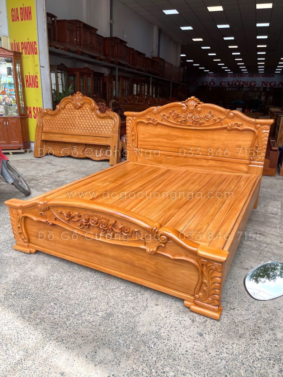 giường gỗ gõ đỏ cao cấp 