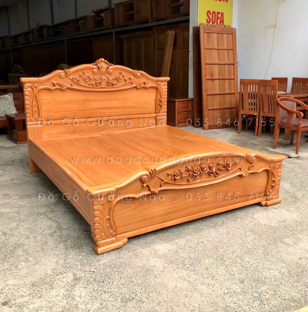 giường gỗ gõ đỏ cao cấp
